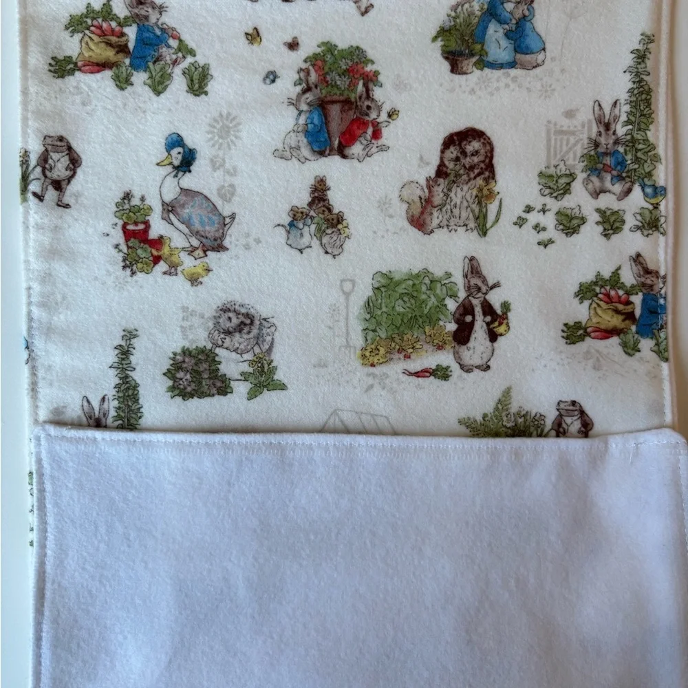 Peter Rabbit flannel bib and burp cloth set